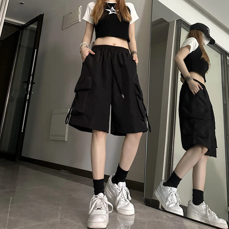 High Waist Cargo Shorts American Style