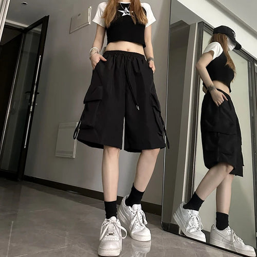 High Waist Cargo Shorts American Style