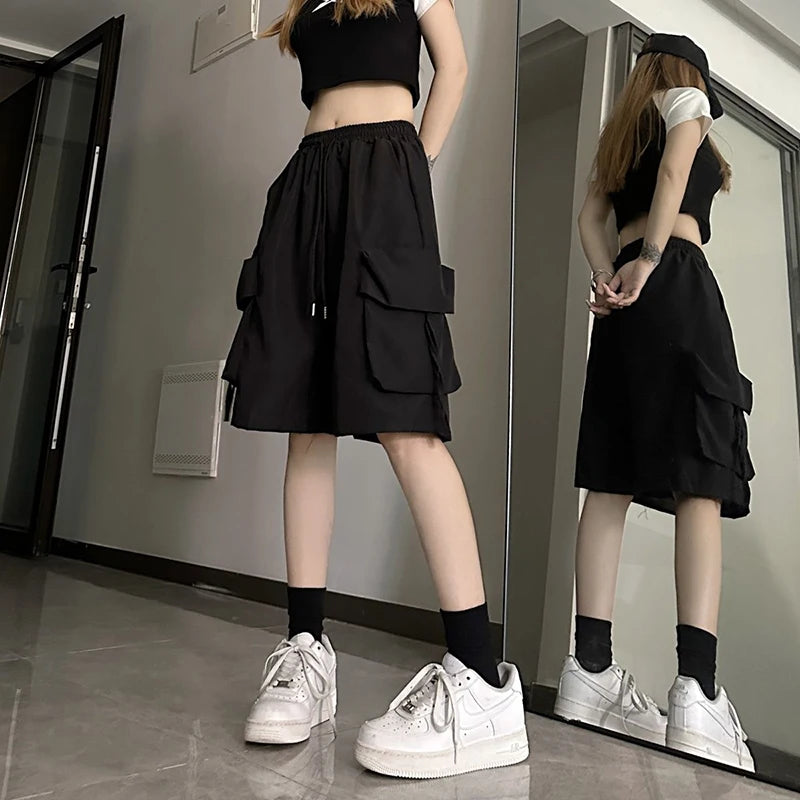 High Waist Cargo Shorts American Style