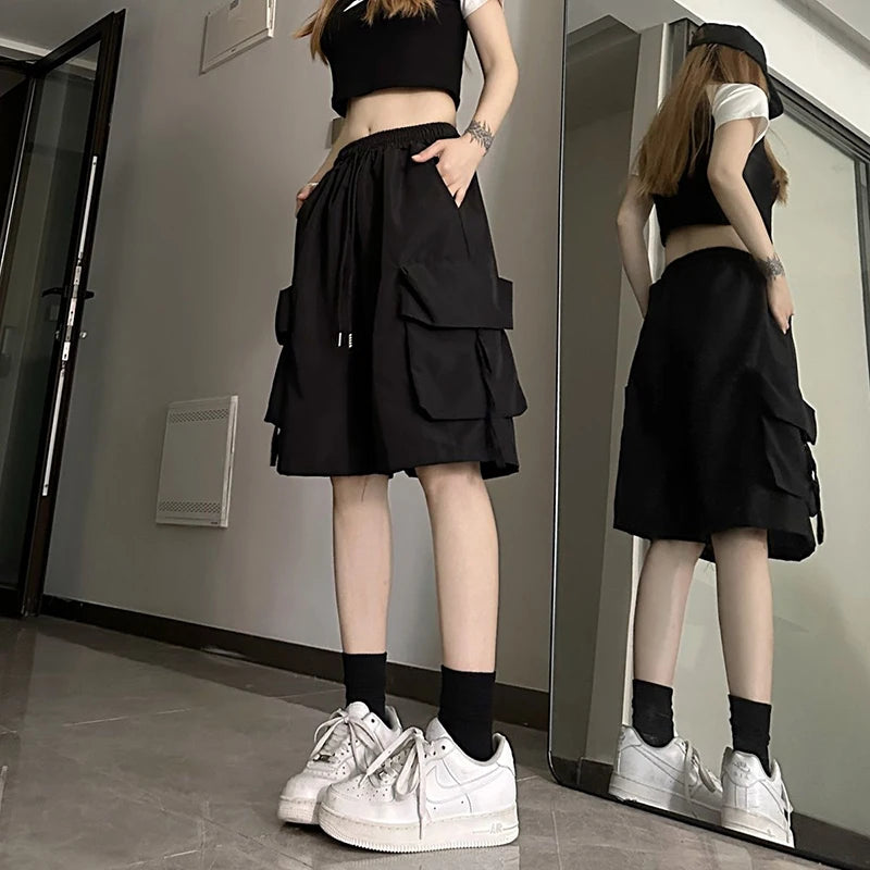 High Waist Cargo Shorts American Style