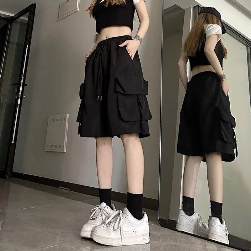 High Waist Cargo Shorts American Style