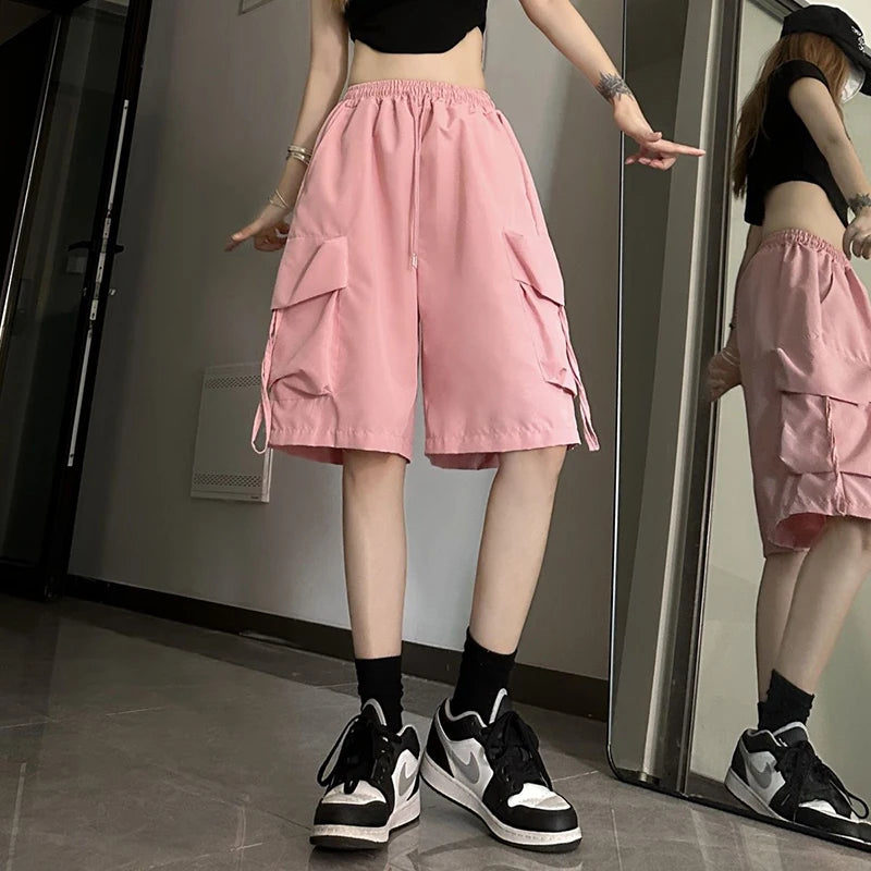 High Waist Cargo Shorts American Style
